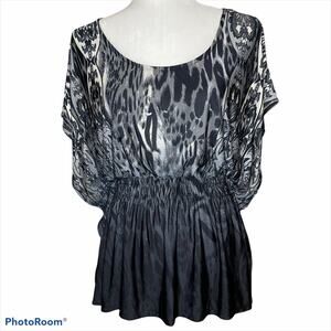 HeartSoul Animal Print Butterfly Batwing Blouse sz S